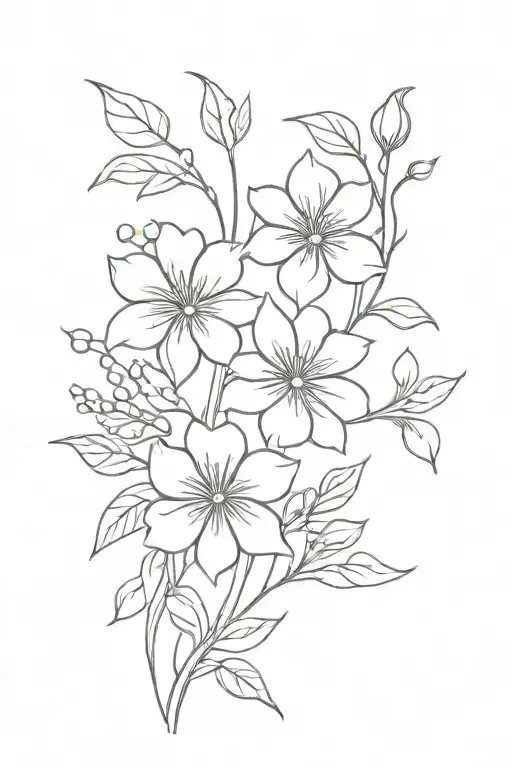 Fine Line With Flowers Growing