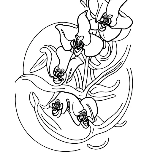 Fine Line Elk Antler With Three Orchids