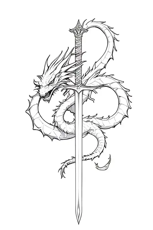 A Dragon Wrapped Around A Sword