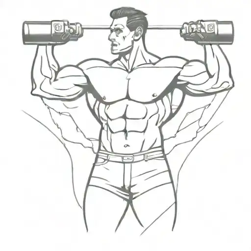 A Minimalist Design Of A Muscular Bodybuilder Flexing With A Snowboard In The Background