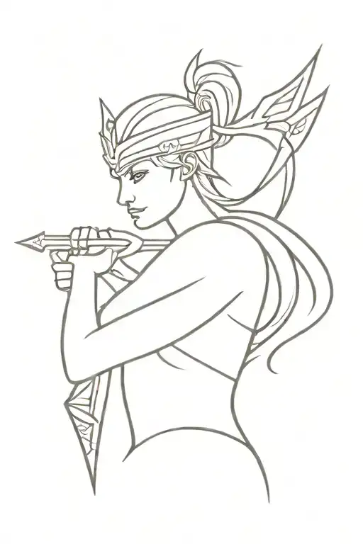 Minimalist Tattoo Of The Valkyrie With A Bow