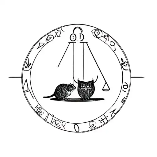 Mouse And Owl On A Libra Zodiac Sign
