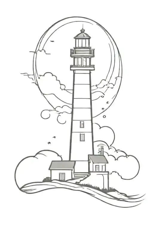 Lighthouse On A Hill Overlooking The Ocean Waves