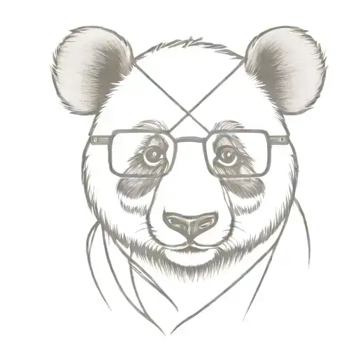 Happy Female Panda With Square Eyeglasses