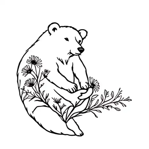 Bear Holding Wildflowers