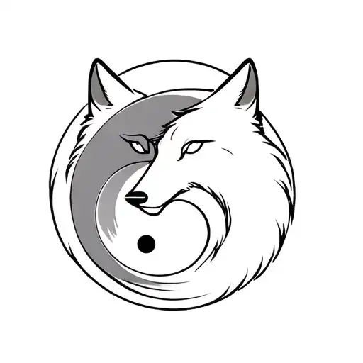 Wolf Tattoos With Yin Yan