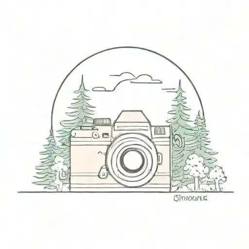 Camera And Forest Scene