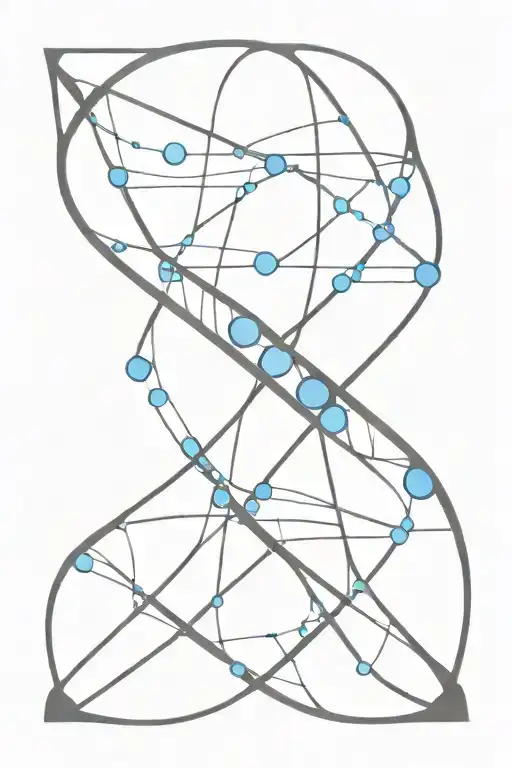 Dna Double Helix That Is Black With A Blue Heart 2D
