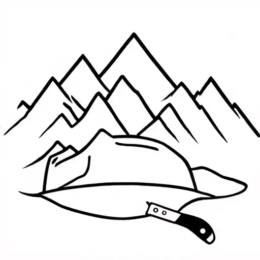 7 Mountains In The Background And A Hat In The Front With A Razor