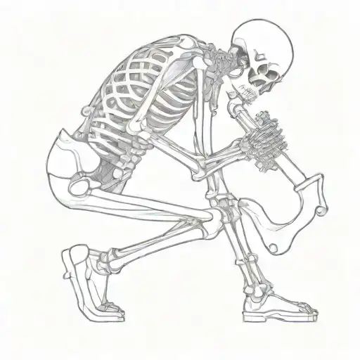 Skeleton Hunched Over Playing The Saxophone