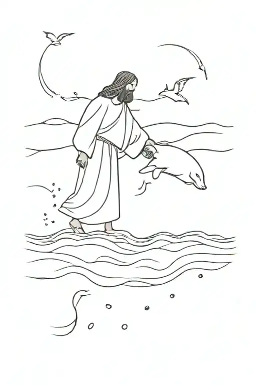 Jesus Walks On Water Grabs Hand Saves Peter From Drowning