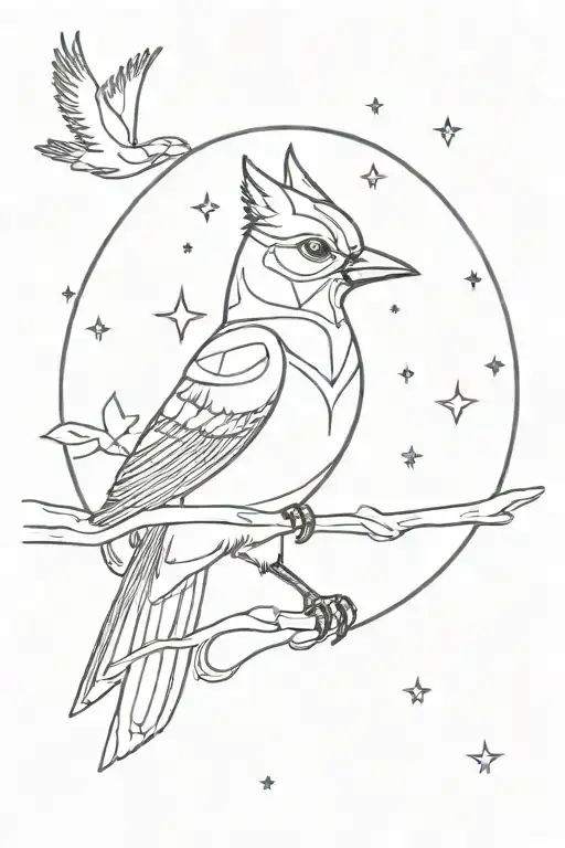 Space Theme With Knight And A Blue Jay Bird