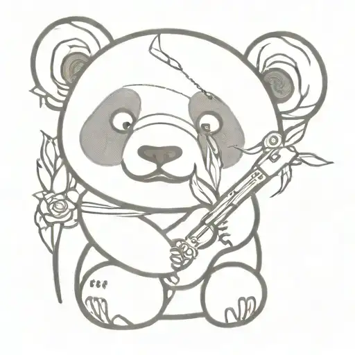 Panda In Guns And Roses Wrapped