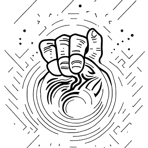 Fist Of Power Reaching To Earth With Sun Waves Arond