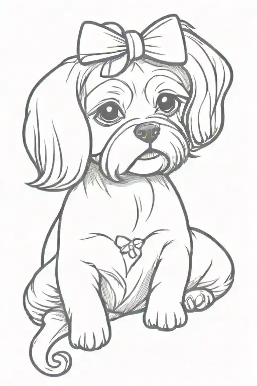 Maltese Dog Wearing Bow On The Head