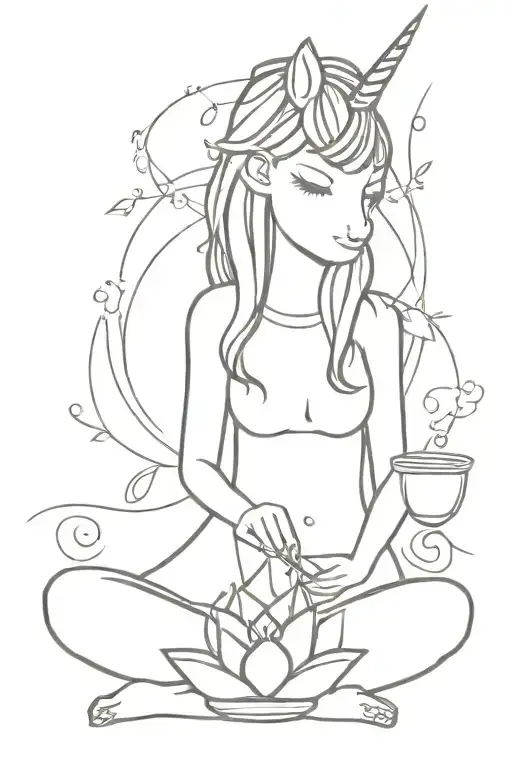 Unicorn In Lotus Position With Bowl And Whisk