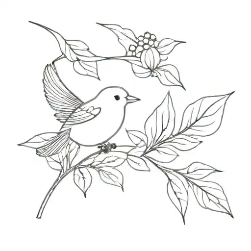 Flower Leaves Bird