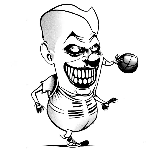 A Scary Clown Holding A Basketball Laughing