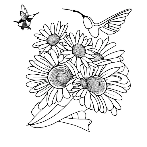 Daisy With A Hummingbird