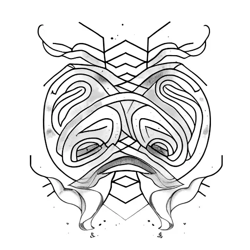 Peageon Made From Lines With Colourful Watercolour Smoke