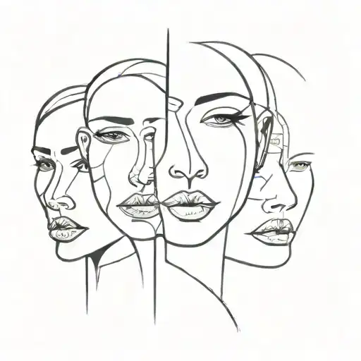 Multiple Versions Of Abstract Faces Merged Together Showing Different Emotions In A Horizontal Line