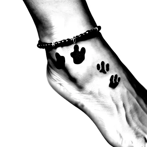 Anklet With Two Cat Paw Prints Und The Names Lini & Lucky