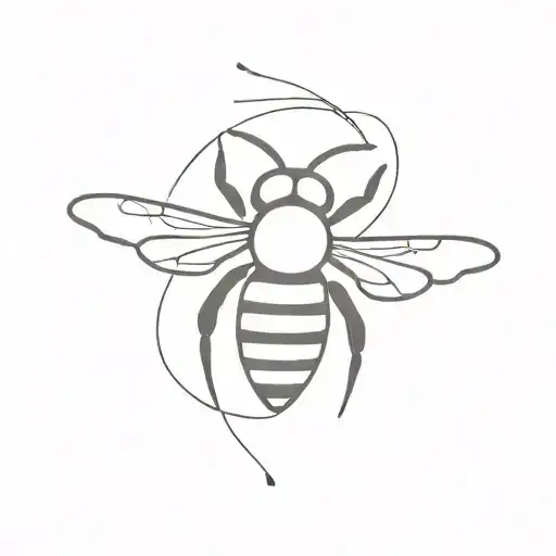 One Line Bee Flying