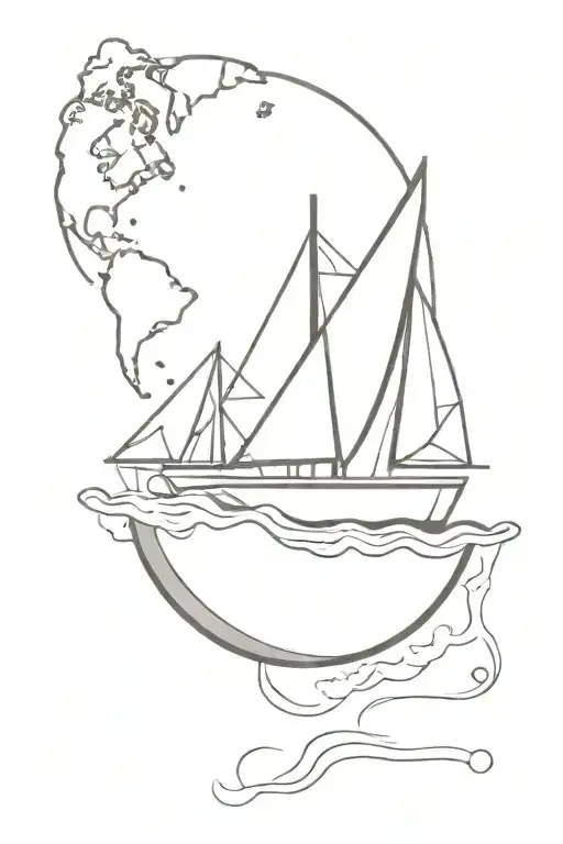 Simple Sail Boat On A Globe