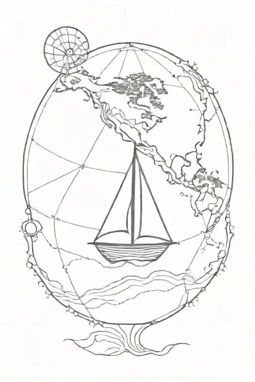 Simple Sail Boat On A Globe