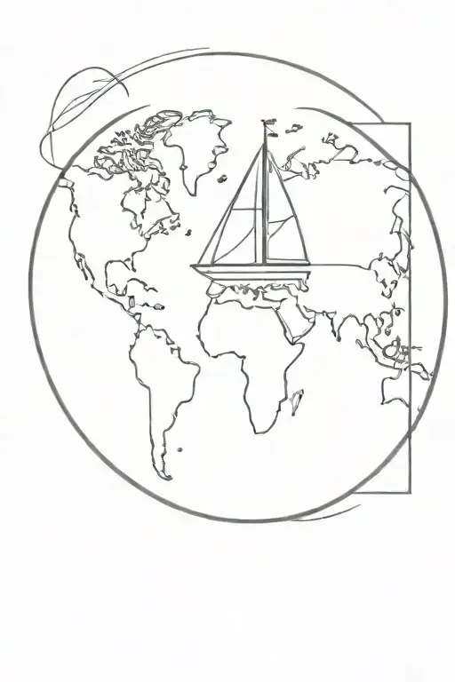 Simple Sail Boat On A Globe