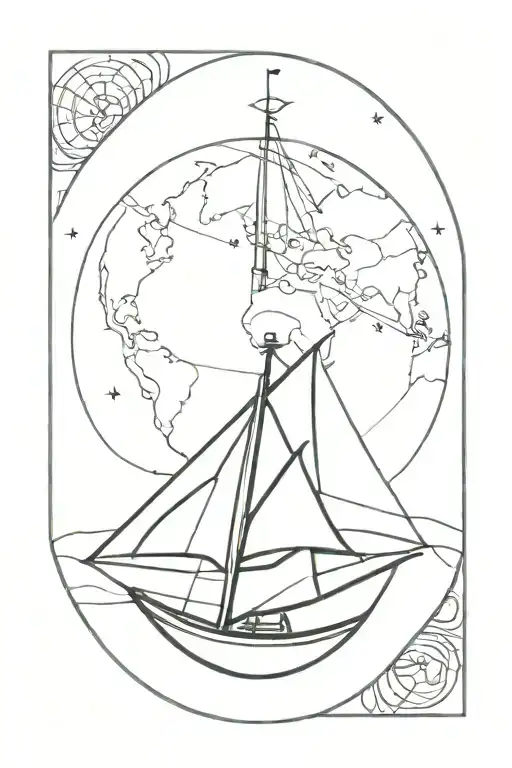 Simple Sail Boat On A Globe