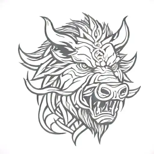 Irish Celtic Boar Head Angry