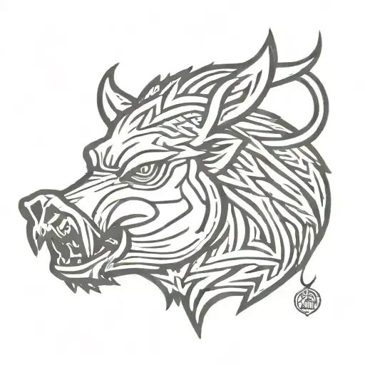 Irish Celtic Boar Head Angry