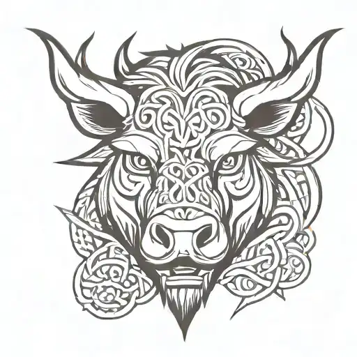 Angry Celtic Boar Head