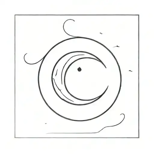 A Pointy Crescent Moon In The Middle Of A Circle