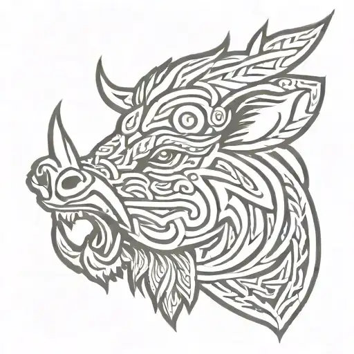 Angry Celtic Boar Head