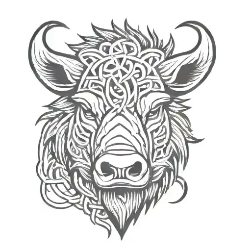 Angry Celtic Boar Head