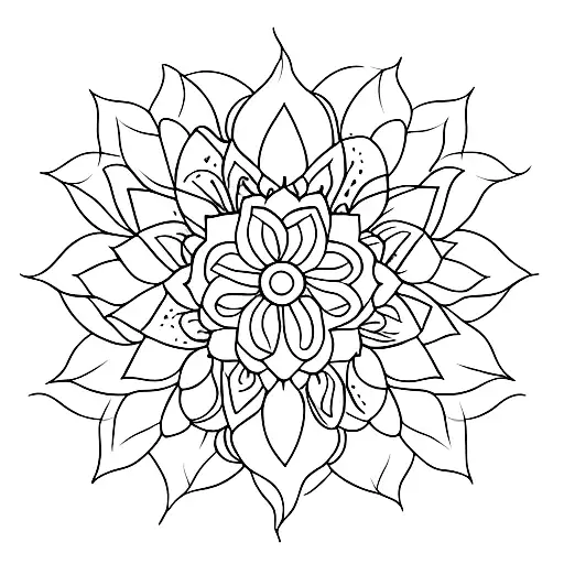 Lotus Petals With Red Ohia Lehua Flower Growing Out Of The Middle