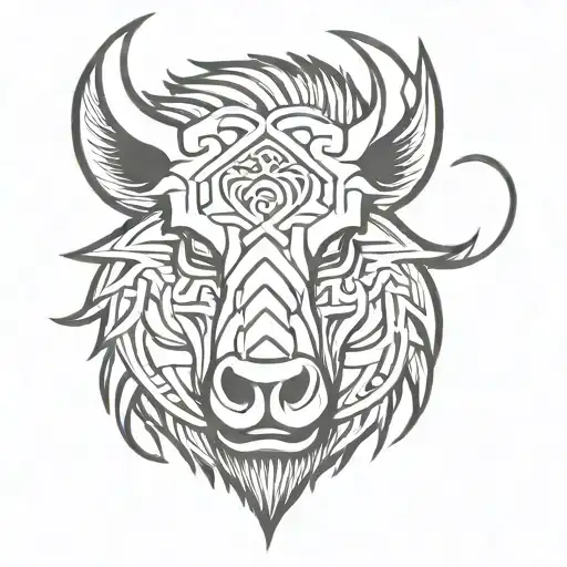 Angry Celtic Boar Head