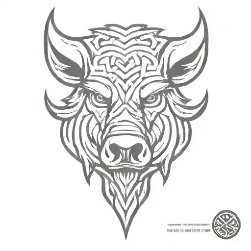 Angry Celtic Boar Head