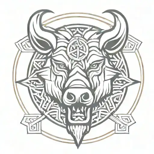 Angry Celtic Boar Head