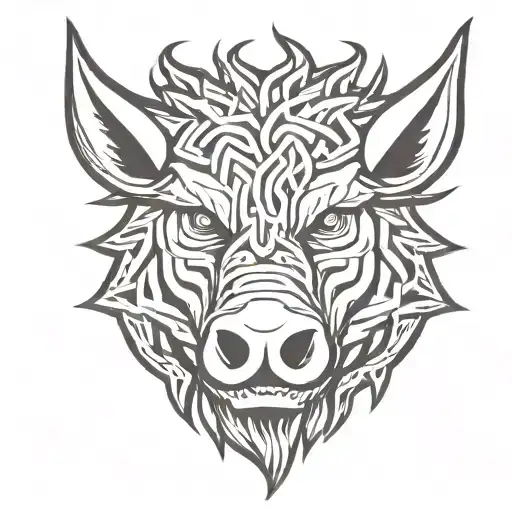 Angry Celtic Boar Head