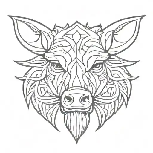 Angry Celtic Boar Head