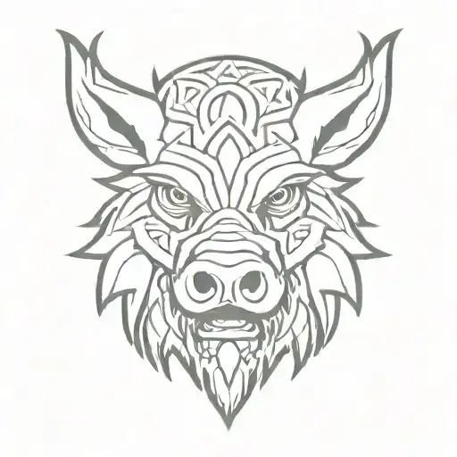 Angry Celtic Boar Head