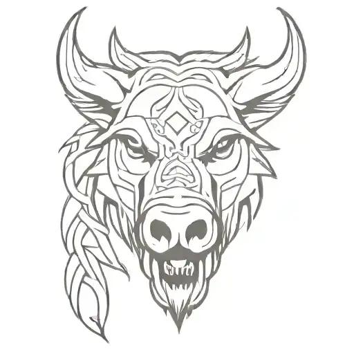 Angry Celtic Boar Head Tongue