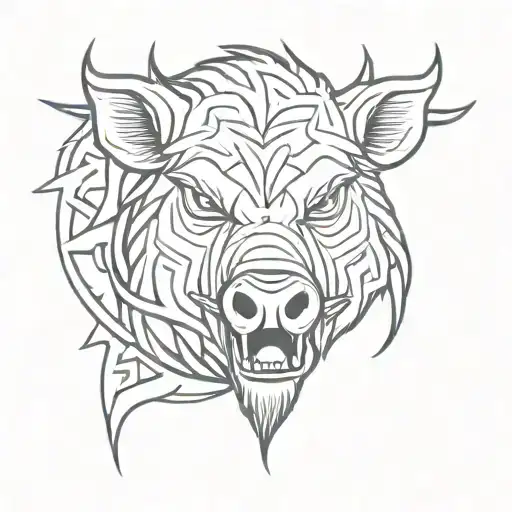 Angry Celtic Boar Head Tongue