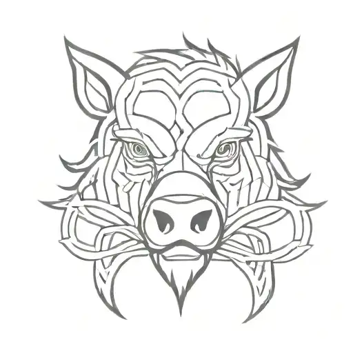 Angry Celtic Boar Head Tongue