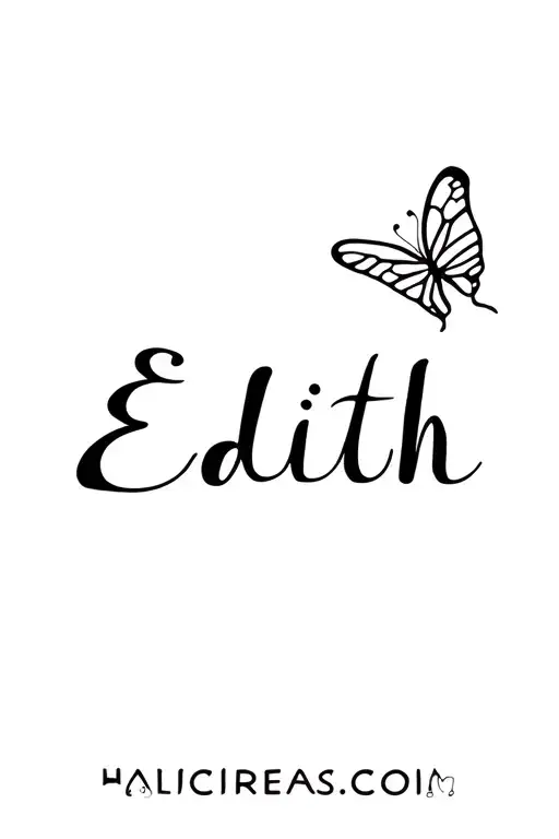 Line Tattoo Of The Name Edith That Looks Like A Butterfly