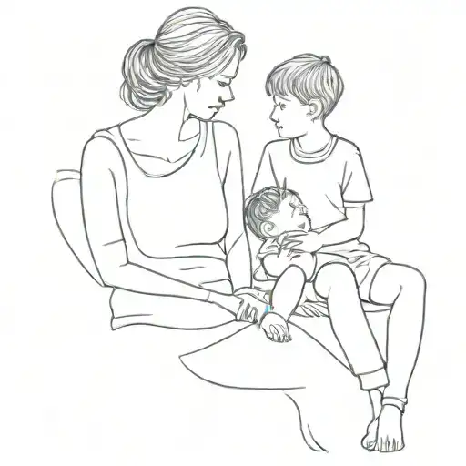 Mom And Son Sitting Together