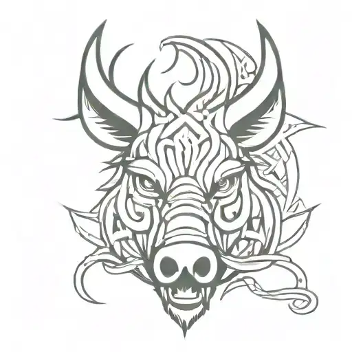 Angry Celtic Boar Head Tongue